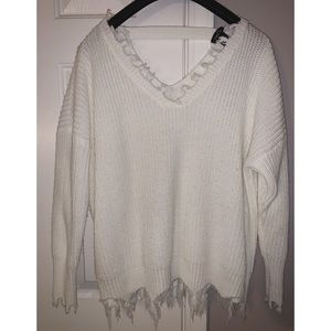 medium Rue21 white distressed sweater